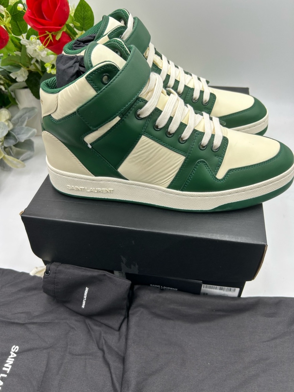 Men's Saint Laurent LAX high top leather sneakers size 42/9 US made in Italy - Picture 11 of 12